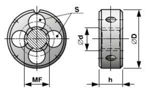 Závitová kruhová čeľusť DIN EN 22 568 6g STANDARD HSS MF M10x1 | AGmajster.sk